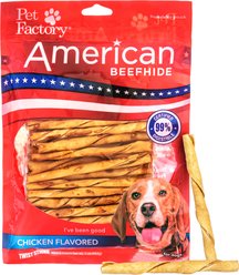 Pet Factory Beefhide 5-inch Twist Sticks Chicken Flavored Dog Hard Chews, 1-lb bag