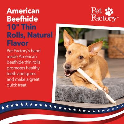 Show full view: Pet Factory Beefhide Thin Rolls 10-inch Natural Flavored Dog Hard Chews, 35 count slide 3 of 10