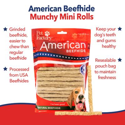 Show full view: Pet Factory Beefhide Munchy Mini Rolls 5-inch Natural Flavored Dog Hard Chews, 1.5-lb bag slide 4 of 10