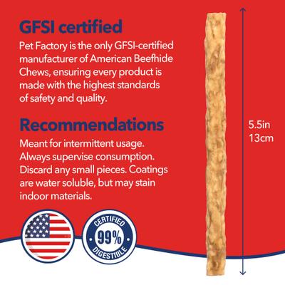 Show full view: Pet Factory Beefhide Munchy Mini Rolls 5-inch Chicken Flavored Dog Hard Chews, 1.5-lb bag slide 5 of 10