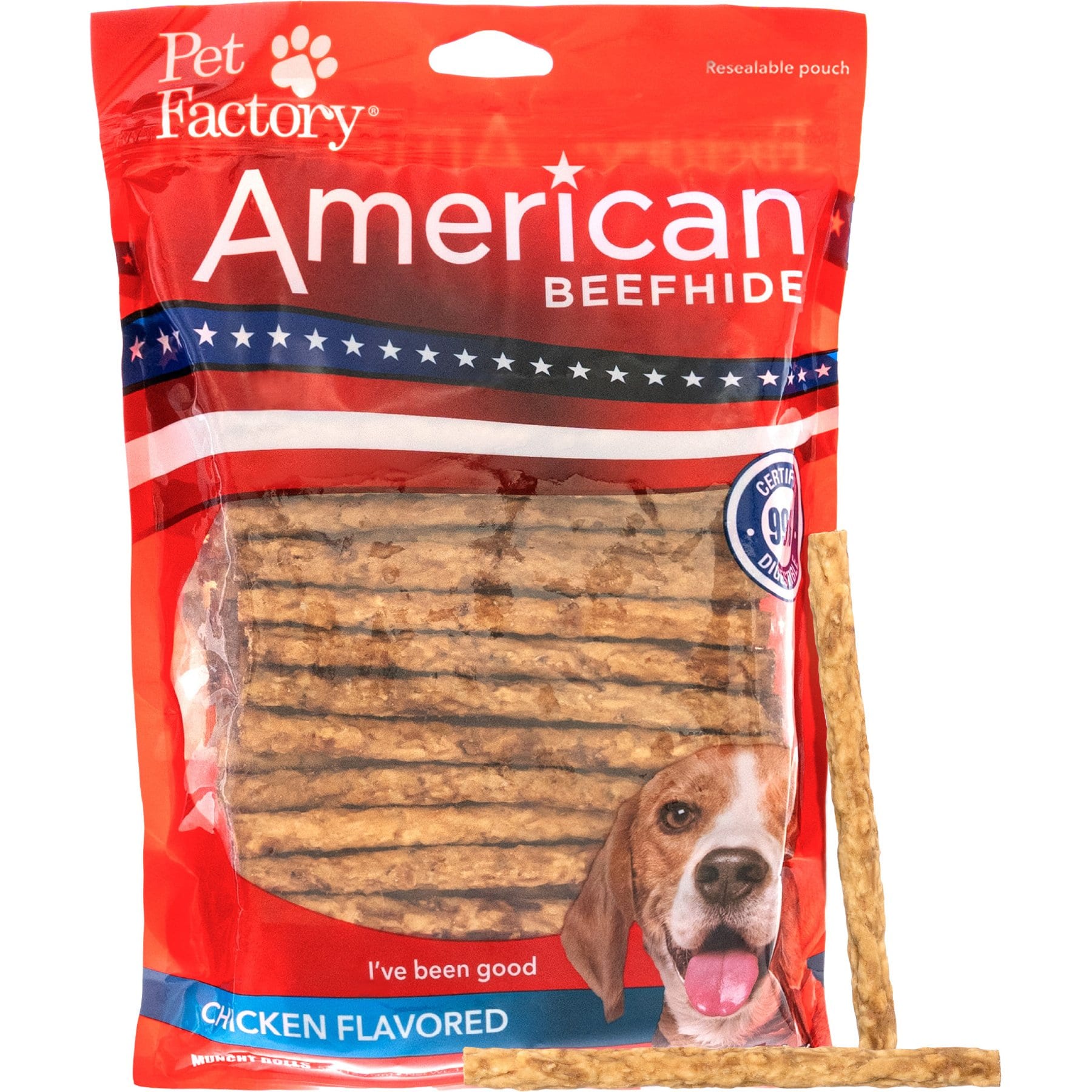 Pet Factory Beefhide Munchy Mini Rolls 5-inch Chicken Flavored Dog Hard Chews, 1.5-lb bag