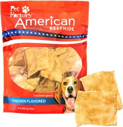 Pet Factory Beefhide Chips Chicken Flavored Dog Hard Chews, 32-oz bag