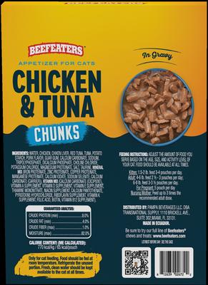 Show full view: Beefeaters Chicken & Tuna Chunk in Gravy Grain-Free Cat Food Topper, case of 24 slide 3 of 3