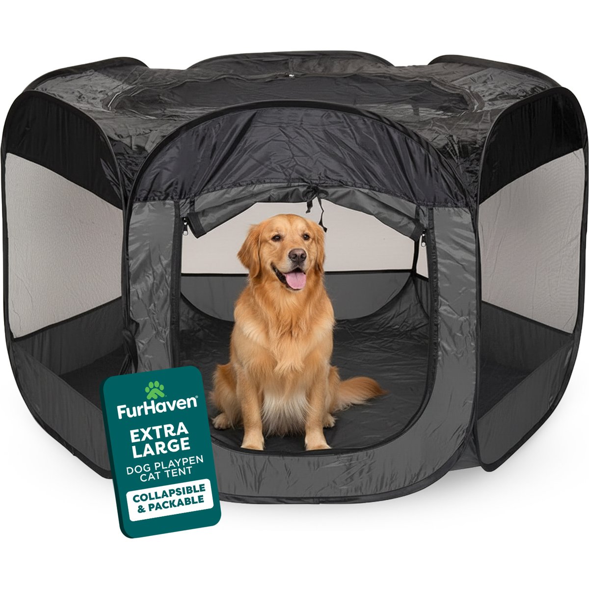FurHaven Soft-Sided Dog & Cat Playpen, Gray, X-Large
