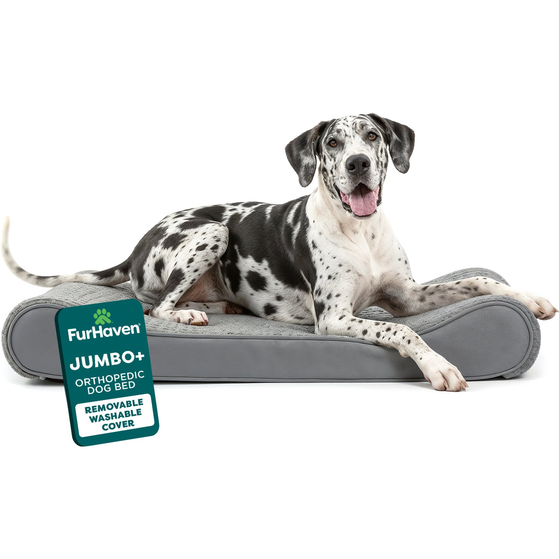 FurHaven Ultra Plush Luxe Lounger Orthopedic Cat & Dog Bed with Removable Cover, Gray, Jumbo Plus
