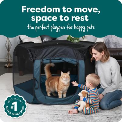 Show full view: FurHaven Soft-Sided Dog & Cat Playpen, Sailor Blue, X-Large slide 2 of 10