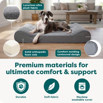 Show full view: FurHaven Ultra Plush Luxe Lounger Orthopedic Cat & Dog Bed with Removable Cover, Gray, Jumbo Plus slide 5 of 11