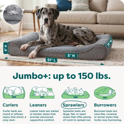 Show full view: FurHaven Ultra Plush Luxe Lounger Orthopedic Cat & Dog Bed with Removable Cover, Gray, Jumbo Plus slide 3 of 11