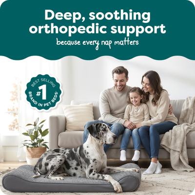 Show full view: FurHaven Ultra Plush Luxe Lounger Orthopedic Cat & Dog Bed with Removable Cover, Gray, Jumbo Plus slide 2 of 11