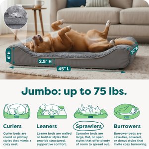 FurHaven Ultra Plush Luxe Lounger Orthopedic Cat & Dog Bed with Removable Cover, Gray, Jumbo