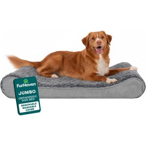 FurHaven Ultra Plush Luxe Lounger Orthopedic Cat & Dog Bed with Removable Cover, Gray, Jumbo