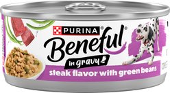 Purina Beneful Steak with Green Beans in Gravy Wet Dog Food, 5.5-oz can, 12 count