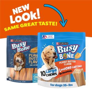 Busy Bone Peanut Butter Flavor Long-Lasting Chew Adult Small/Medium Dog Treats, 10 count pouch