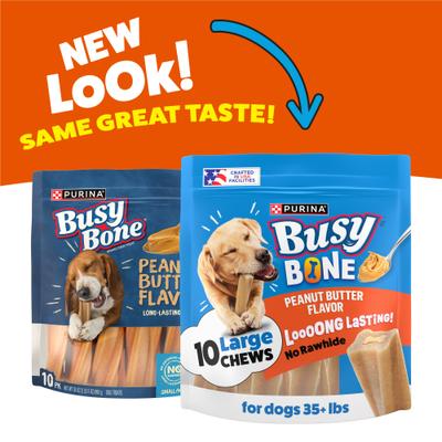 Show full view: Busy Bone Peanut Butter Flavor Long-Lasting Chew Adult Small/Medium Dog Treats, 10 count pouch slide 3 of 12