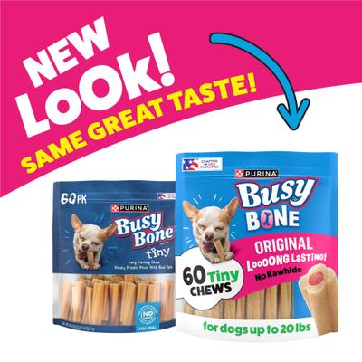 Show full view: Busy Bone Long-Lasting Real Meat Tiny Dog Treat, 60 count slide 3 of 14