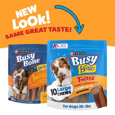 Show full view: Busy Bone with Beggin' Twist'd! Long-Lasting Cheddar & Hickory Smoke Small/Medium Dog Treats, 10 count slide 3 of 14