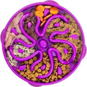 Outward Hound Fun Feeder Interactive Dog Bowl, Purple, 4 cup