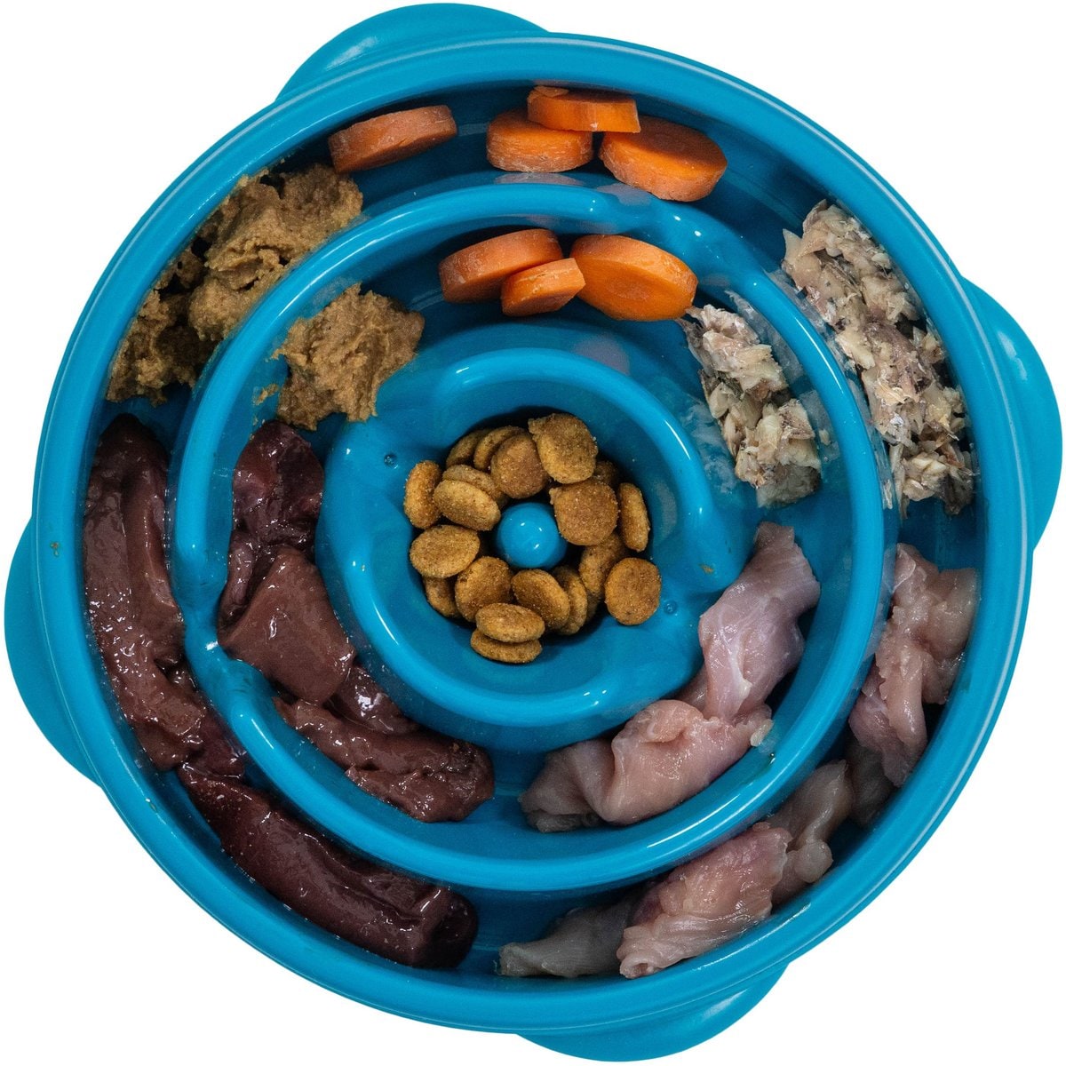Outward Hound Non-Skid Plastic Slow Feeder Interactive Dog Bowl, Teal, 2-cup