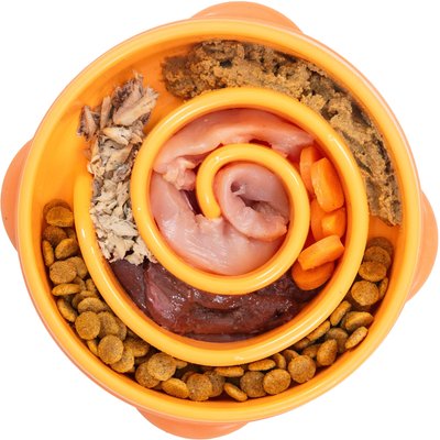 Outward Hound Outward Hound Fun Feeder Interactive Dog Bowl, Orange, 2 cup