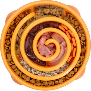 Outward Hound Fun Feeder Interactive Dog Bowl, Orange, 4 cup