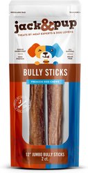Jack & Pup Odor-Free Jumbo Beef Bully Sticks 12-in Dog Chew, 2 count