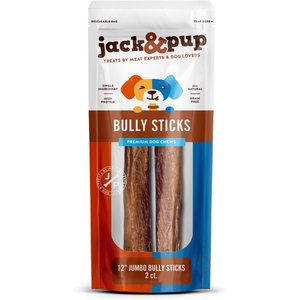 Jack & Pup Odor-Free Jumbo Beef Bully Sticks 12-in Dog Chew, 2 count