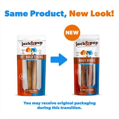 Show full view: Jack & Pup Odor-Free Jumbo Beef Bully Sticks 12-in Dog Chew, 2 count slide 3 of 4