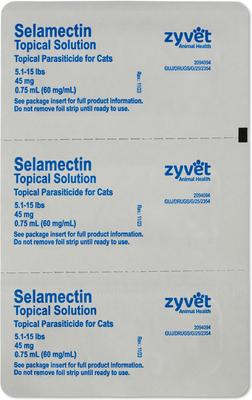 Show full view: Selamectin Topical Solution For Cats, 5.1-15 lbs (45mg/0.75mL), 6 Doses (6-mos. supply) slide 3 of 4