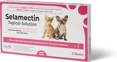 Selamectin Topical Solution for Puppies & Kittens, 0-5 lbs (15mg/0.25mL), 3 Doses (3-mos. supply)