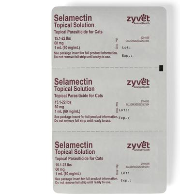 Show full view: Selamectin Topical Solution For Cats, 15.1-22 lbs (60mg/1mL), 6 Doses (6-mos. supply) slide 3 of 4