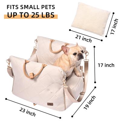 Show full view: Pet Marvel Waterproof Dog & Cat Car Booster Seat with Storage Pockets, Beige slide 2 of 7