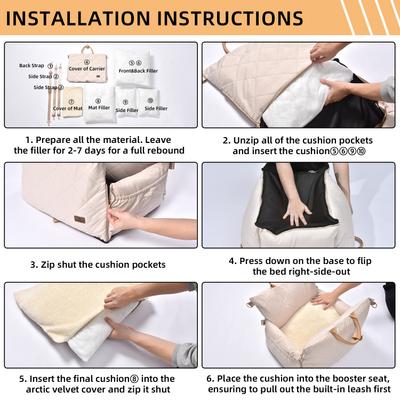 Show full view: Pet Marvel Waterproof Dog & Cat Car Booster Seat with Storage Pockets, Beige slide 5 of 7