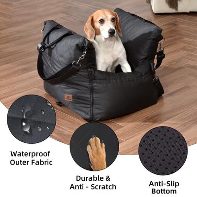 Show full view: Pet Marvel Waterproof Dog & Cat Car Booster Seat with Storage Pockets, Black slide 6 of 7
