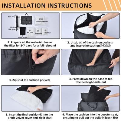 Show full view: Pet Marvel Waterproof Dog & Cat Car Booster Seat with Storage Pockets, Black slide 5 of 7