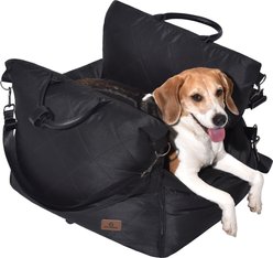 Pet Marvel Waterproof Dog & Cat Car Booster Seat with Storage Pockets, Black