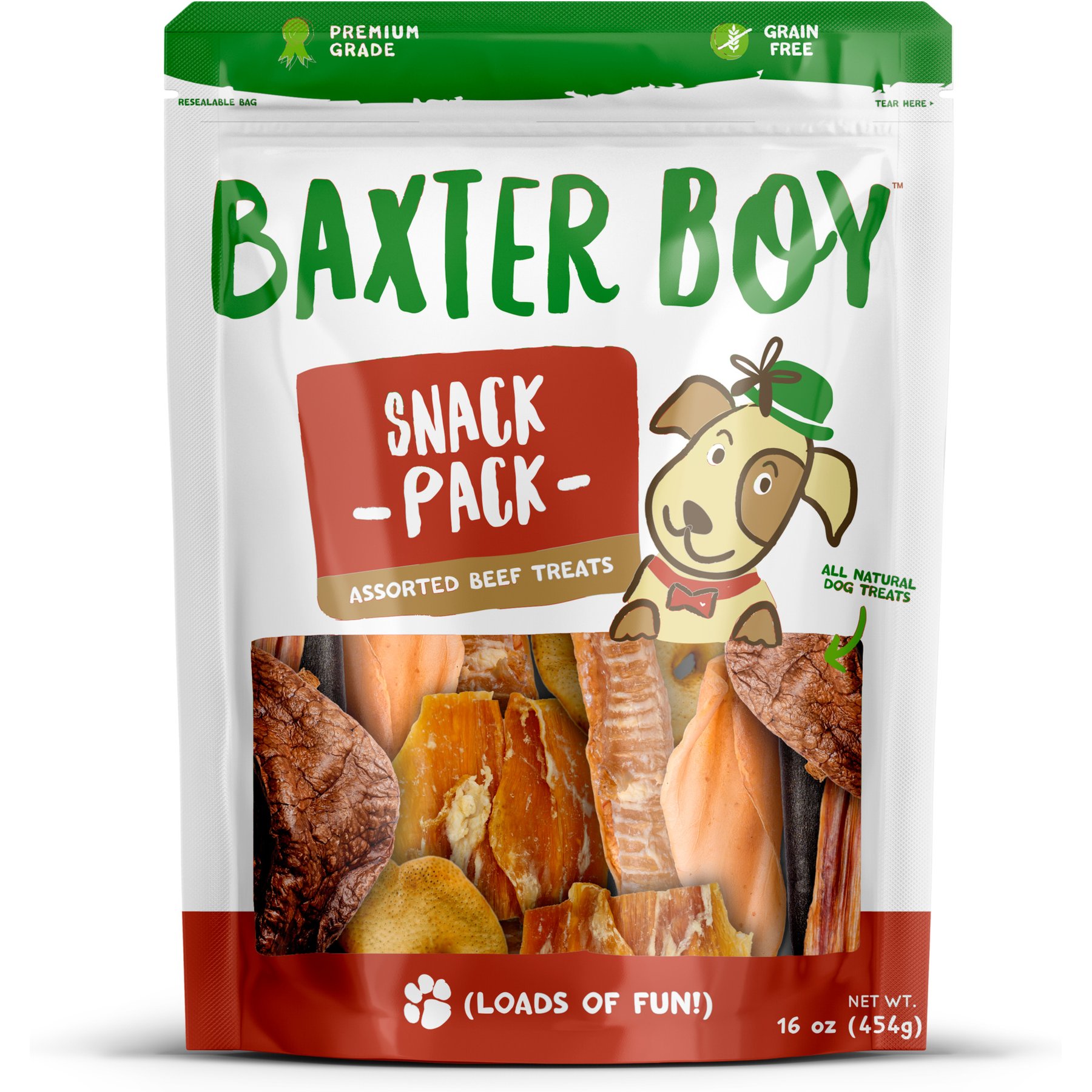 Baxter Boy Beef Snack Pack Mix Natural Dog Treats, 16-oz bag