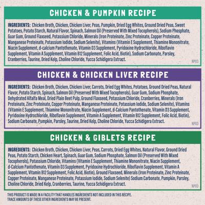 Show full view: Natural Balance Original Ultra Platefulls Variety Pack Grain-Free Chicken & Pumpkin Shredded Wet Cat Food, 3-oz pouch, case of 12 slide 8 of 10