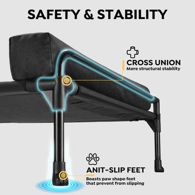 Show full view: Veehoo Three-Sided Bolster Elevated Dog Bed, Black, Large slide 4 of 9