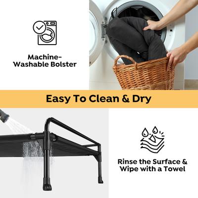 Show full view: Veehoo Three-Sided Bolster Elevated Dog Bed, Black, Large slide 6 of 9