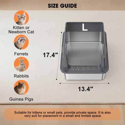 Show full view: JOEJOY Stainless Steel Cat Litter Box with Scoop, 16.14-in, Dark Gray slide 2 of 10
