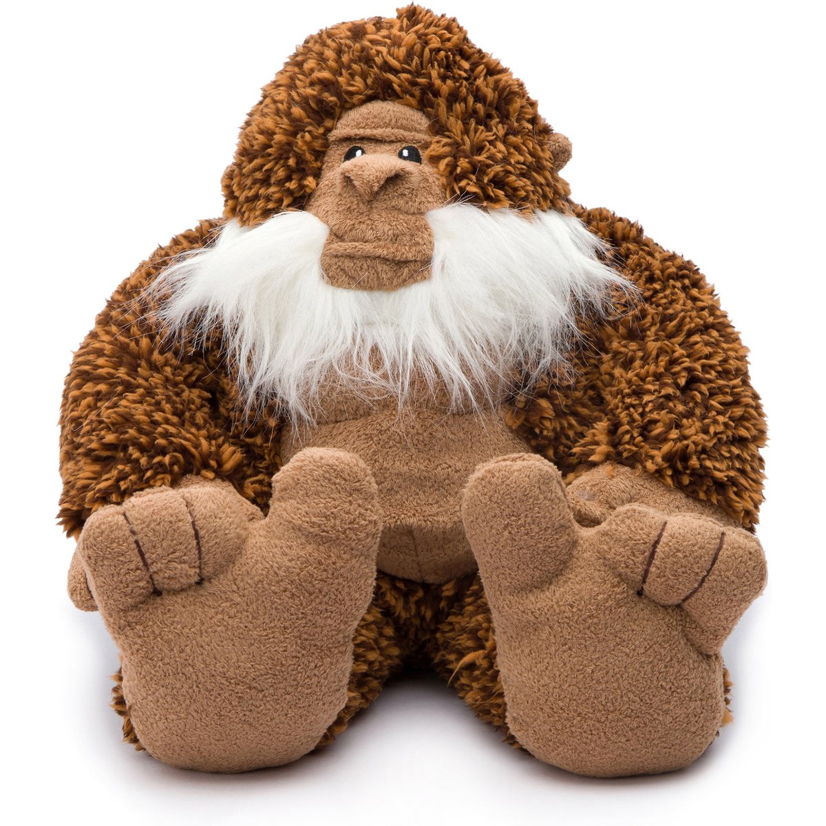 fabdog Big Foot Fluffy Tough Squeaky Plush Dog Toy, Brown, Medium