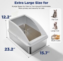 Invenho High Sided Anti-Urine Leakage Cat Litter Box, X-Large, Silver Gray slide 2 of 7