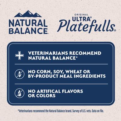 Show full view: Natural Balance Original Ultra Platefulls Variety Pack Grain-Free Chicken & Pumpkin Shredded Wet Cat Food, 3-oz pouch, case of 12 slide 10 of 10