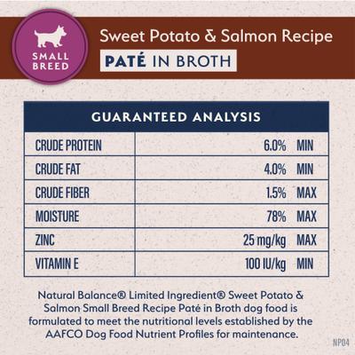 Show full view: Natural Balance Limited Ingredient Small Breed Grain-Free Sweet Potato & Salmon Wet Dog Food, 3.5-oz, case of 12 slide 5 of 10