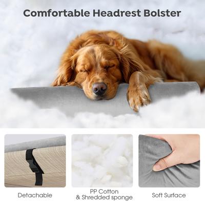 Show full view: Veehoo Anti-Falling Dog Bed with Pillow, Beige Coffee, XX-Large slide 6 of 7