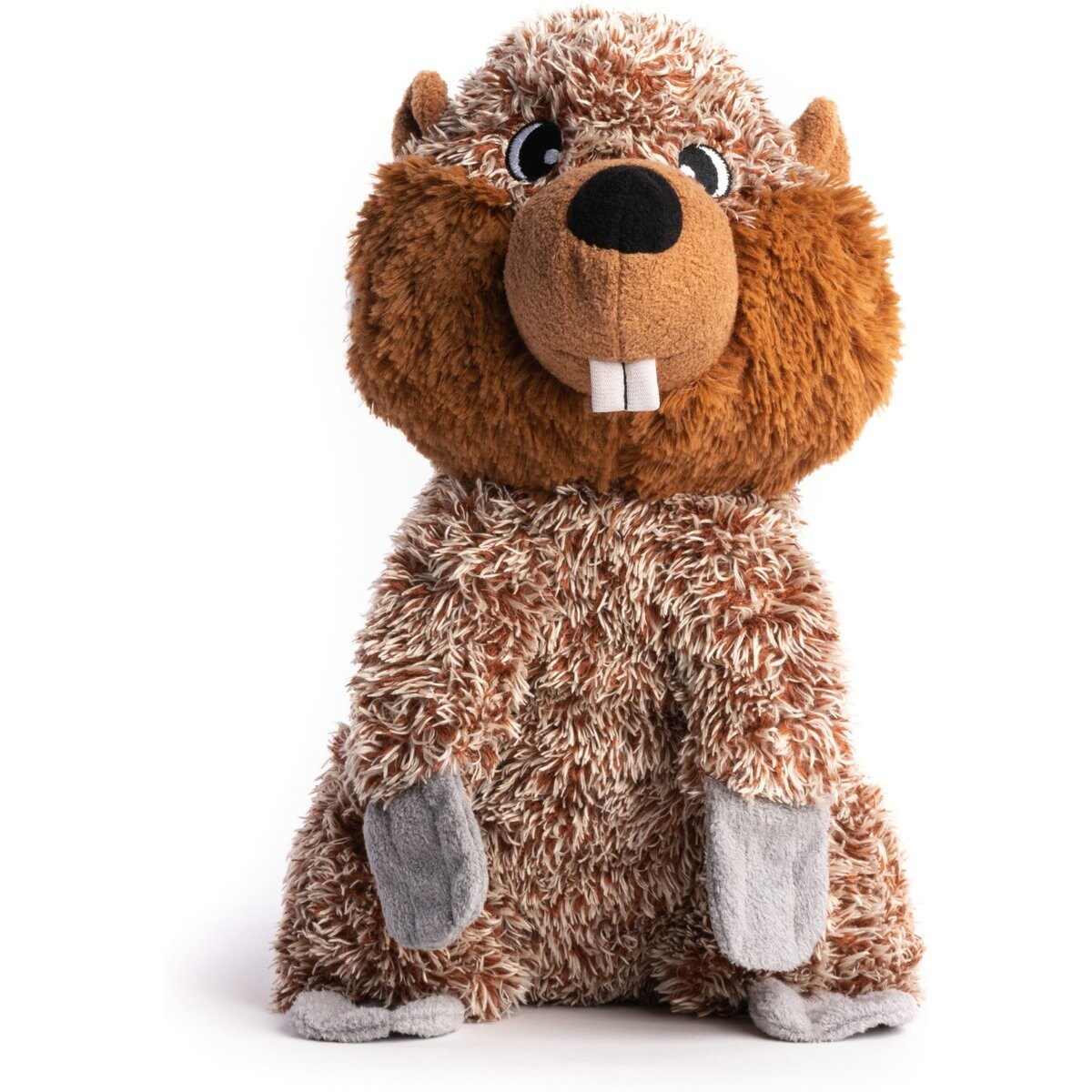 fabdog Beaver Fluffy Tough Squeaky Plush Dog Toy, Brown, Medium