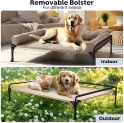 Veehoo Three-Sided Bolster Elevated Dog Bed, Beige Coffee, Large slide 2 of 8