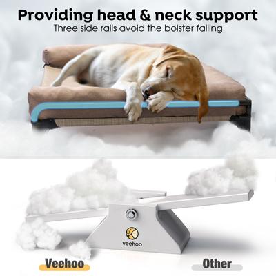 Show full view: Veehoo Three-Sided Bolster Elevated Dog Bed, Beige Coffee, Large slide 7 of 9