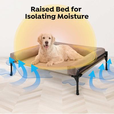 Show full view: Veehoo Three-Sided Bolster Elevated Dog Bed, Beige Coffee, Large slide 5 of 9