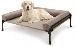 Veehoo Three-Sided Bolster Elevated Dog Bed, Beige Coffee, Large